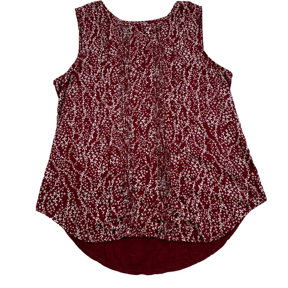 Dolan Anthropologie Tank Top Women's Large Wine Floral Solid Back Pleated Front - Picture 1 of 7